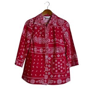 Allison Daley vintage red paisley patterned shirt. Size 8